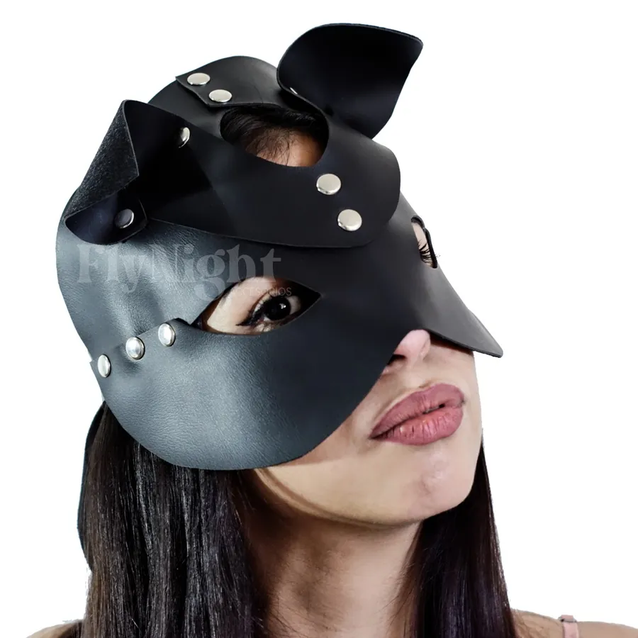 Mascara de cuerina Kitty Negro