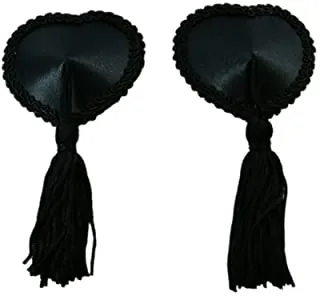 Pezoneras Passion corazon negro con borlas Autoadhesivas