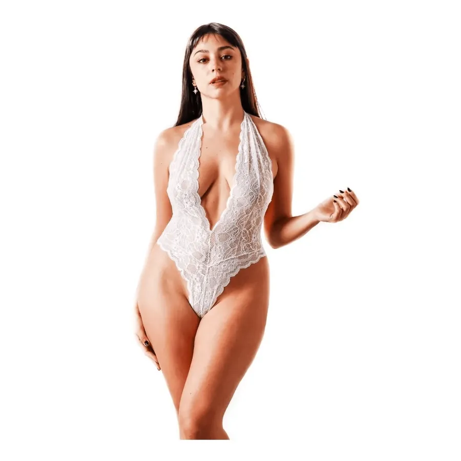 Body Puntilla abierto Erotica Blanco